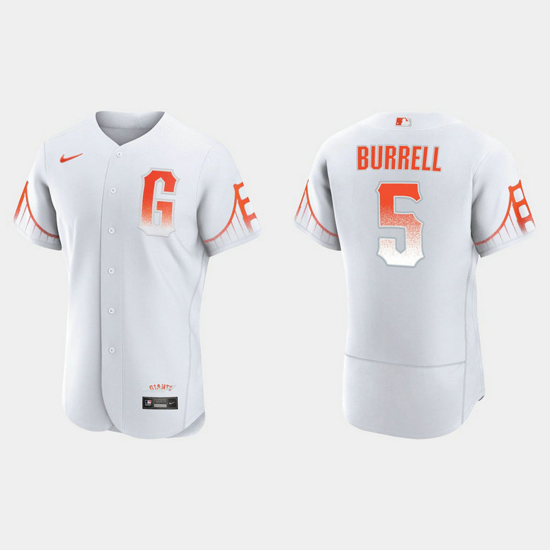 San Francisco Giants #5 Pat Burrell Men's 2021 City Connect Authentic White Jersey