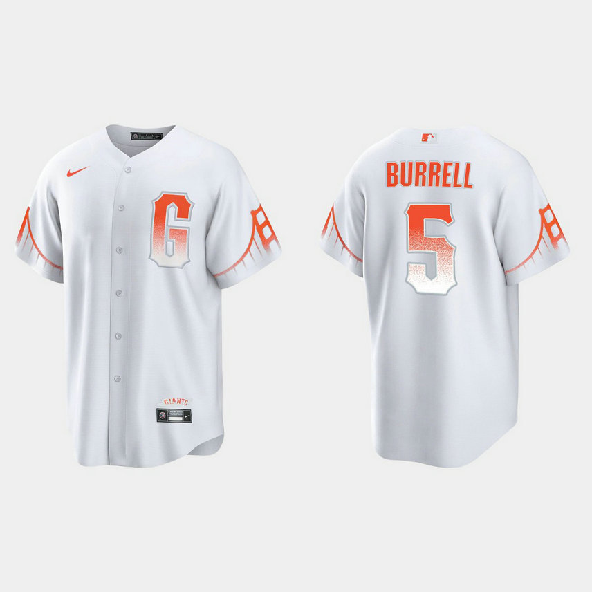 San Francisco Giants #5 Pat Burrell Men's 2021 City Connect White Fan's Version Jersey