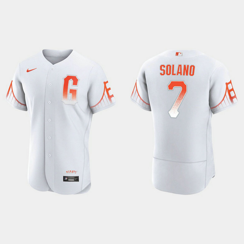 San Francisco Giants #7 Donovan Solano Men's 2021 City Connect Authentic White Jersey