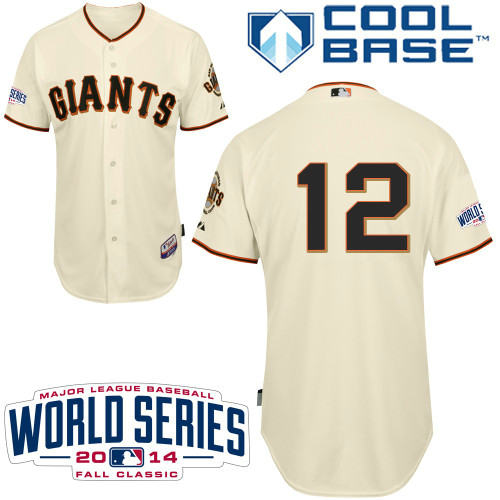 San Francisco Giants 12 PANIK cream mlb jerseys 2014 World Series PATCH