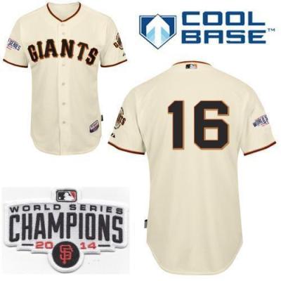 San Francisco Giants 16 Angel Pagan Cream 2014 World Series Champions Patch Stitched MLB Baseball Jersey