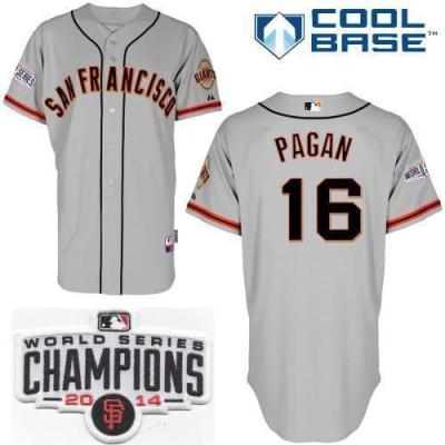 San Francisco Giants 16 Angel Pagan Grey 2014 World Series Champions Patch Stitched MLB Baseball Jersey