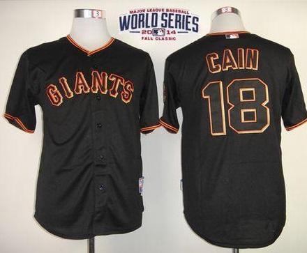 San Francisco Giants 18 Matt Cain Black 2014 World Series Patch Stitched MLB Baseball Jersey
