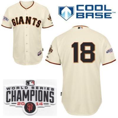 San Francisco Giants 18 Matt Cain Cream 2014 World Series Champions Patch Stitched MLB Baseball Jersey