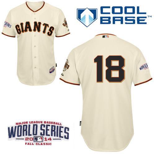 San Francisco Giants 18 Matt Cain Cream 2014 World Series Patch Stitched MLB Baseball Jersey