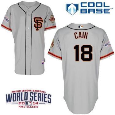 San Francisco Giants 18 Matt Cain Grey 2014 World Series Patch Stitched MLB Baseball Jersey SF