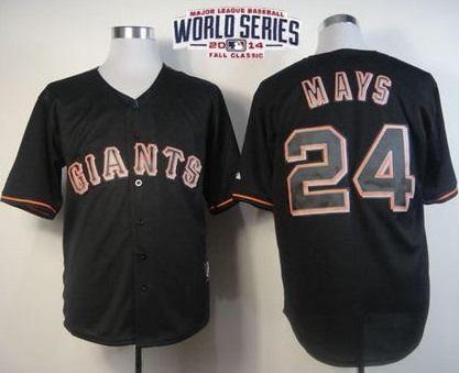 San Francisco Giants 24 Willie Mays Black Fashion 2014 World Series Patch Stitched MLB Baseball Jersey