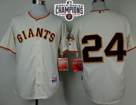 San Francisco Giants 24 Willie Mays Cream Stitched Cool Base Baseball Jersey 2014 World Series Champions Patch