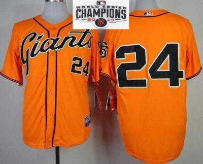 San Francisco Giants 24 Willie Mays Orange 2014 World Series Champions Patch Stitched MLB Baseball Jersey