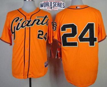 San Francisco Giants 24 Willie Mays Orange 2014 World Series Patch Stitched MLB Baseball Jersey