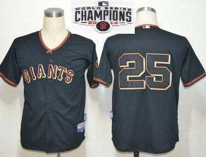 San Francisco Giants 25 Barry Bonds Black 2014 World Series Champions Patch Stitched MLB Baseball Jersey