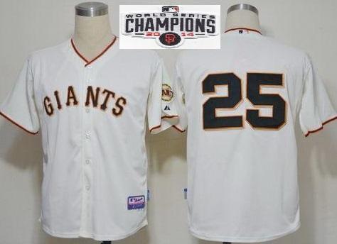 San Francisco Giants 25 Barry Bonds Cream 2014 World Series Champions Patch Stitched MLB Baseball Jersey