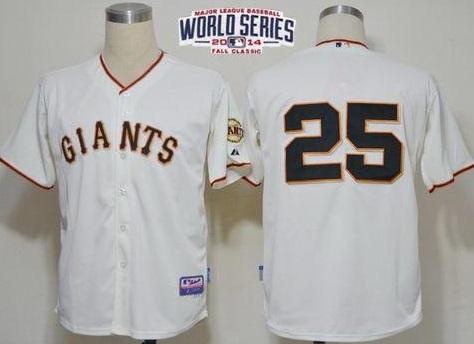 San Francisco Giants 25 Barry Bonds Cream 2014 World Series Patch Stitched MLB Baseball Jersey