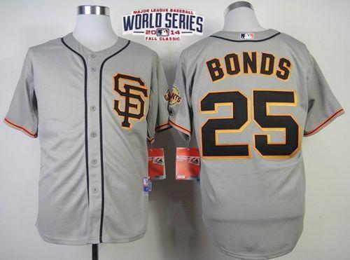 San Francisco Giants 25 Barry Bonds Grey 2014 World Series Patch Stitched MLB Baseball Jersey