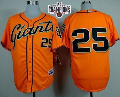 San Francisco Giants 25 Barry Bonds Orange Alternate Cool Base 2014 World Series Champions Stitched Baseball Jersey