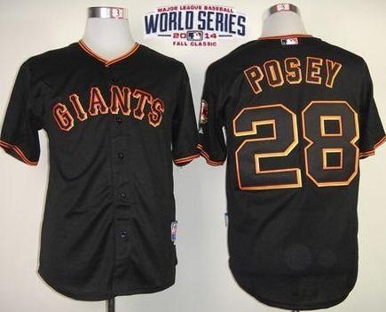 San Francisco Giants 28 Buster Posey Black 2014 World Series Patch Stitched MLB Baseball Jersey