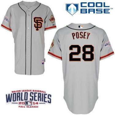 San Francisco Giants 28 Buster Posey Grey 2014 World Series Patch Stitched MLB Baseball Jersey SF