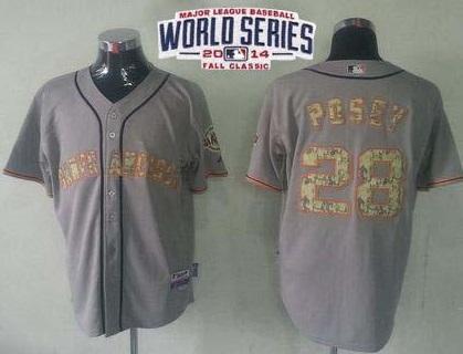 San Francisco Giants 28 Buster Posey Grey USMC 2014 World Series Patch Stitched MLB Baseball Jersey