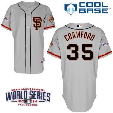 San Francisco Giants 35 Brandon Crawford Grey 2014 World Series Patch Stitched MLB Baseball Jersey SF
