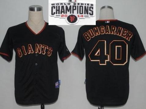 San Francisco Giants 40 Madison Bumgarner Black 2014 World Series Champions Patch Stitched MLB Baseball Jersey