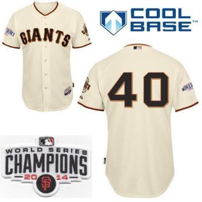 San Francisco Giants 40 Madison Bumgarner Cream 2014 World Series Champions Patch Stitched MLB Baseball Jersey