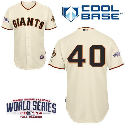 San Francisco Giants 40 Madison Bumgarner Cream 2014 World Series Patch Stitched MLB Baseball Jersey