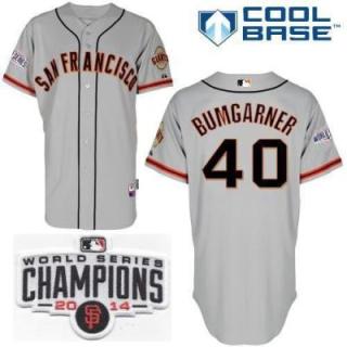 San Francisco Giants 40 Madison Bumgarner Grey 2014 World Series Champions Patch Stitched MLB Baseball Jersey
