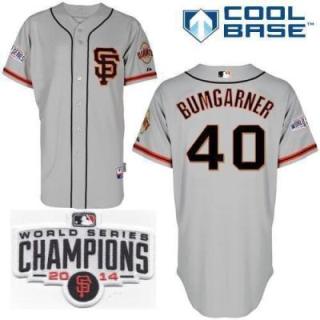 San Francisco Giants 40 Madison Bumgarner Grey 2014 World Series Champions Patch Stitched MLB Baseball Jersey SF