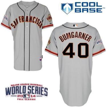 San Francisco Giants 40 Madison Bumgarner Grey 2014 World Series Patch Stitched MLB Baseball Jersey