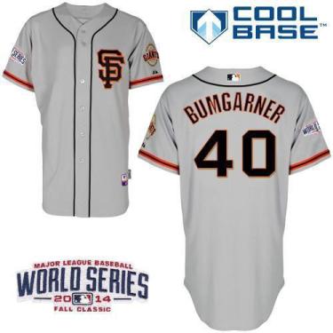 San Francisco Giants 40 Madison Bumgarner Grey 2014 World Series Patch Stitched MLB Baseball Jersey SF