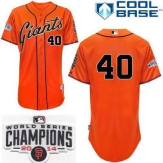 San Francisco Giants 40 Madison Bumgarner Orange 2014 World Series Champions Patch Stitched MLB Baseball Jersey