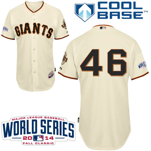 San Francisco Giants 46 CASILLA cream mlb jerseys 2014 World Series PATCH