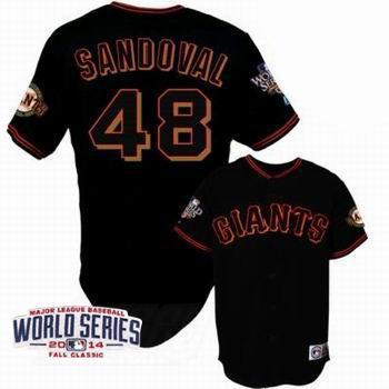 San Francisco Giants 48 Pablo Sandoval Black 2014 World Series Patch Stitched MLB Baseball Jersey