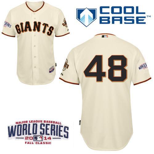 San Francisco Giants 48 Pablo Sandoval Cream 2014 World Series Patch Stitched MLB Baseball Jersey