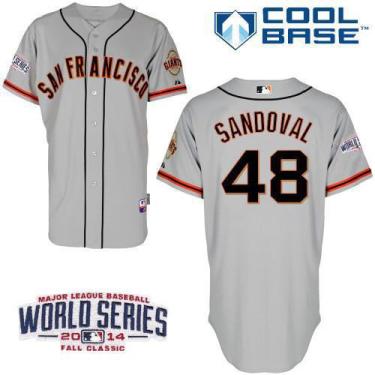 San Francisco Giants 48 Pablo Sandoval Grey 2014 World Series Patch Stitched MLB Baseball Jersey
