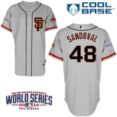 San Francisco Giants 48 Pablo Sandoval Grey Road 2 2014 World Series Patch Stitched MLB Baseball Jersey