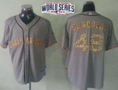 San Francisco Giants 48 Pablo Sandoval Grey USMC 2014 World Series Patch Stitched MLB Baseball Jersey
