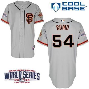 San Francisco Giants 54 Sergio Romo Grey Road 2 2014 World Series Patch Stitched MLB Baseball Jersey