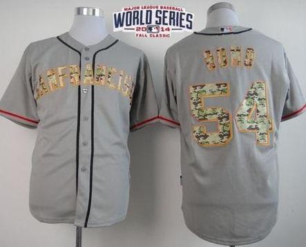 San Francisco Giants 54 Sergio Romo Grey USMC 2014 World Series Patch Stitched MLB Baseball Jersey