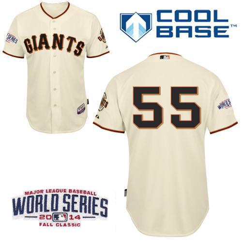 San Francisco Giants 55 Tim Lincecum Cream 2014 World Series Patch Stitched MLB Baseball Jersey