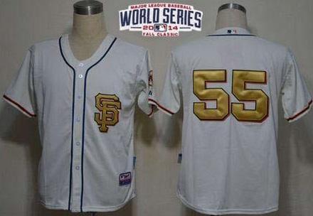 San Francisco Giants 55 Tim Lincecum Cream Gold No. 2014 World Series Patch Stitched MLB Baseball Jersey