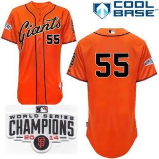 San Francisco Giants 55 Tim Lincecum Orange 2014 World Series Champions Patch Stitched MLB Baseball Jersey