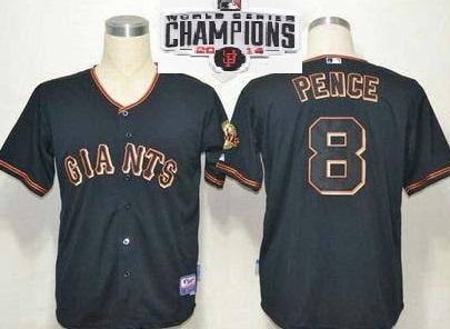 San Francisco Giants 8 Hunter Pence Black 2014 World Series Champions Patch Stitched MLB Baseball Jersey