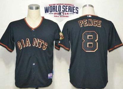 San Francisco Giants 8 Hunter Pence Black 2014 World Series Patch Stitched MLB Baseball Jersey