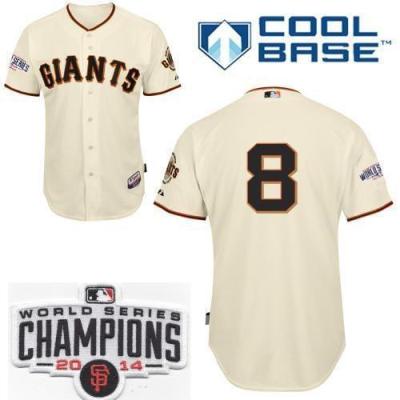 San Francisco Giants 8 Hunter Pence Cream 2014 World Series Champions Patch Stitched MLB Baseball Jersey