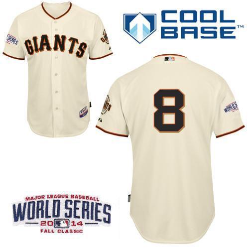 San Francisco Giants 8 Hunter Pence Cream 2014 World Series Patch Stitched MLB Baseball Jersey