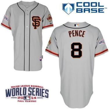 San Francisco Giants 8 Hunter Pence Grey 2014 World Series Patch Stitched MLB Baseball Jersey