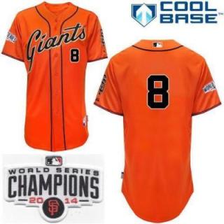San Francisco Giants 8 Hunter Pence Orange 2014 World Series Champions Patch Stitched MLB Baseball Jersey