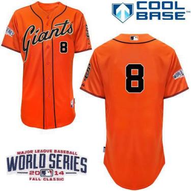 San Francisco Giants 8 Hunter Pence Orange 2014 World Series Patch Stitched MLB Baseball Jersey