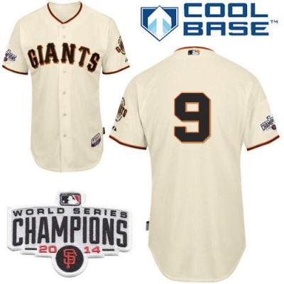 San Francisco Giants 9 Brandon Belt Cream Stitched Cool Base Baseball Jersey 2014 World Series Champions Patch